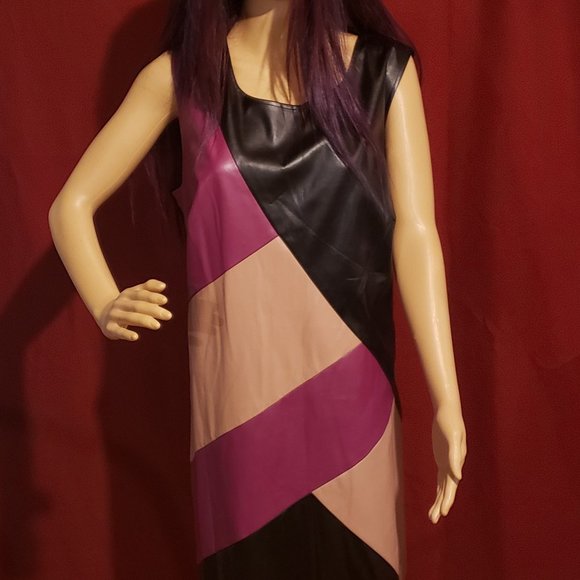 Leather-Like Dress - Picture 1 of 2